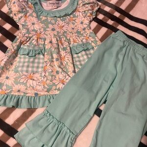 C&C California Kids Floral Set in Mint Green